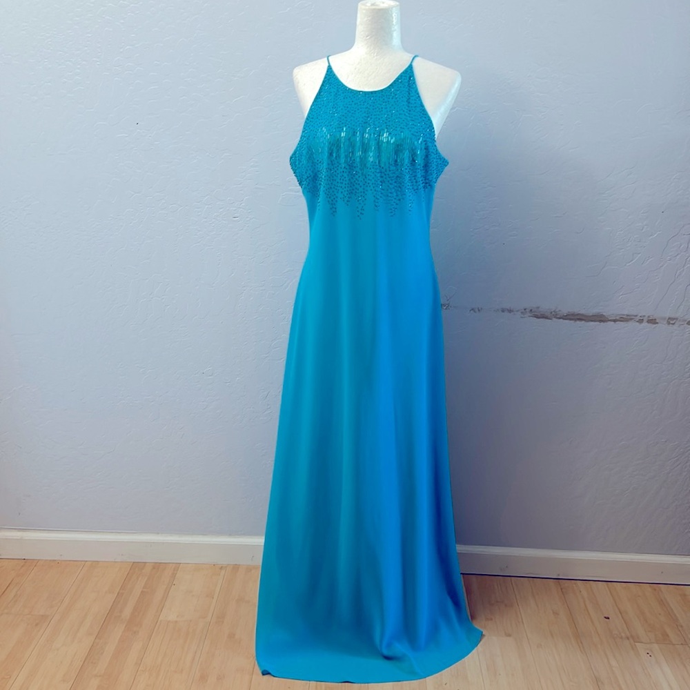 Cachet Blue beaded Maxi Dress